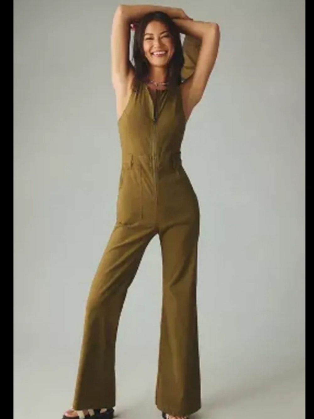 Anthropologie Naomi Olive Wide-Leg Utility Jumpsuit 4 NWT - Picture 4 of 7